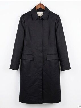 Linda Richards Black Long Trench Coat Made in USA 6 Vintage Minimalist Duster